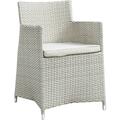 Primewir Junction Outdoor Patio Armchair in Gray with White Cushion EEI-1505-GRY-WHI